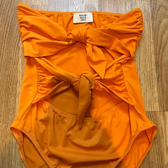 MARYAM NASSIR ZADEH DEIA FRONT TIE ONE PIECE in Orange - Picture 4 of 13